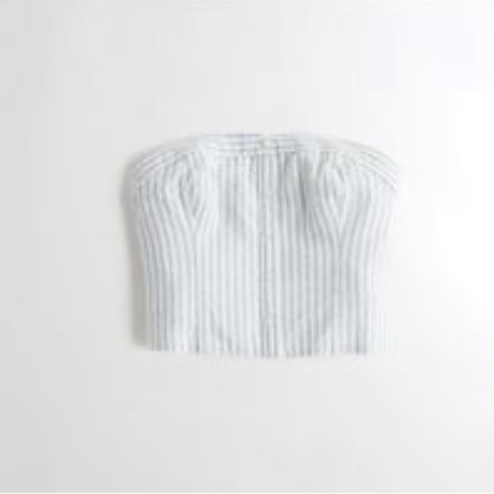 blue and white striped tube top